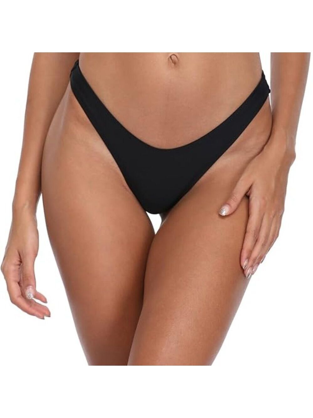 ✨RELLECIGA Women's Thong Bikini Bottom Brazilian High Leg Medium NWT Black